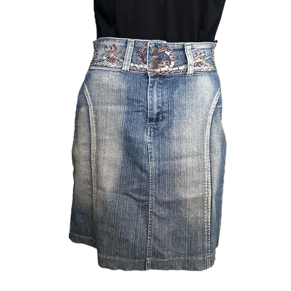 Vintage denim midi skirt